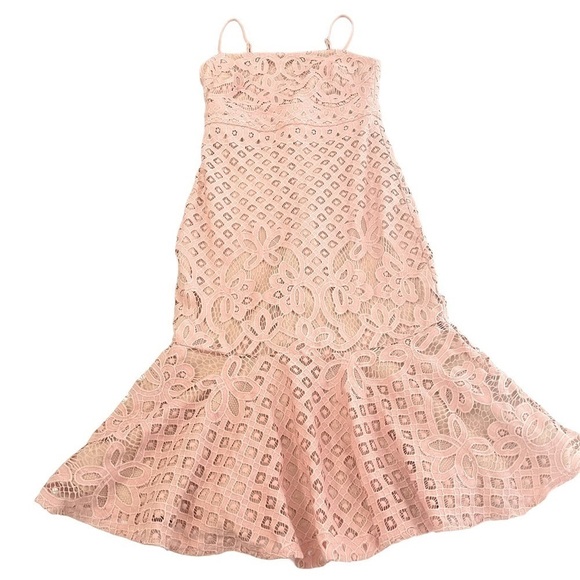LULUS Unlimited Love Dusty Pink Lace Trumpet Midi Dress Size S - Picture 6 of 12